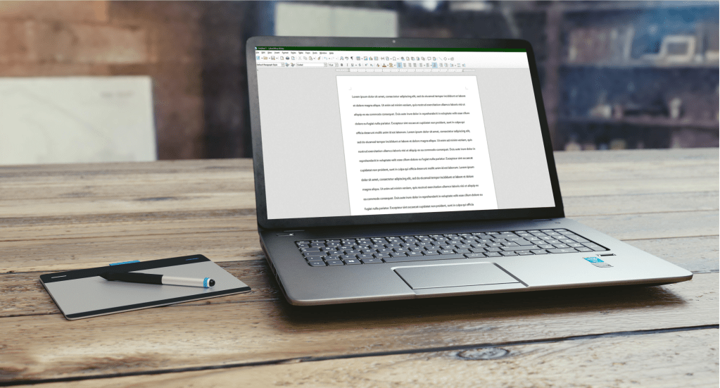 Laptop with word document open